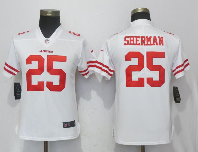Women San Francisco 49ers #25 Sherman White Nike Vapor Untouchable Playe NFL Jerseys